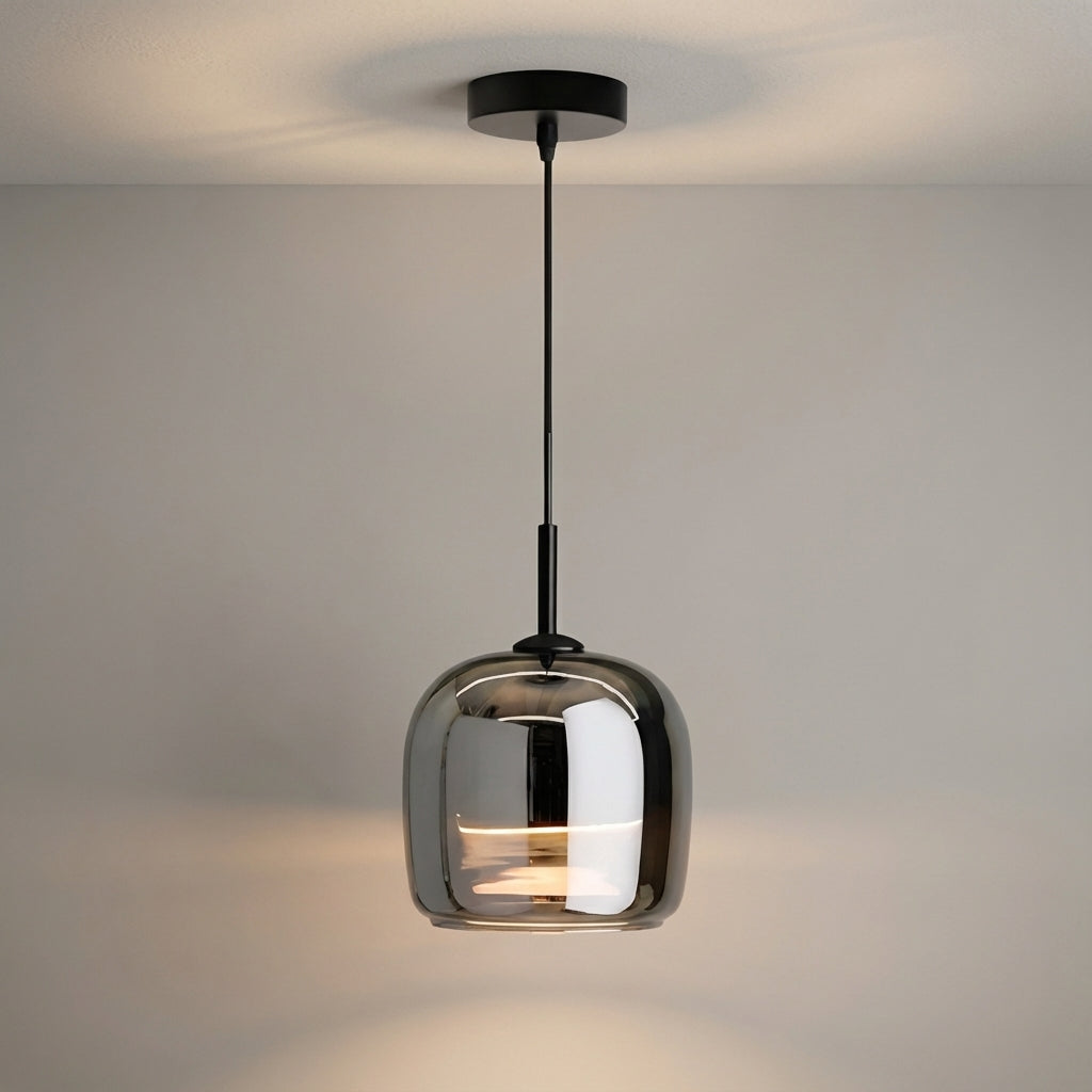 Glass Pendant Ceiling Light – Compact Tinted Shade, E27 Socket