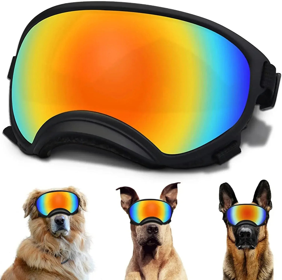 Waterproof Dog Goggles with UV Protection & Adjustable Straps