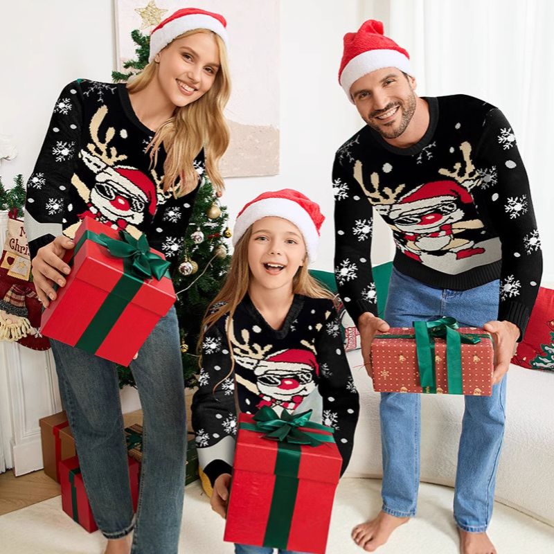 Matching Family Christmas Jumper - Cool Reindeer Crew Neck