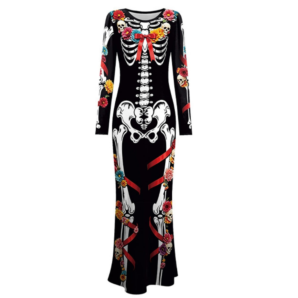 Day Of The Dead Skeleton Black Dress Festival Halloween Costume