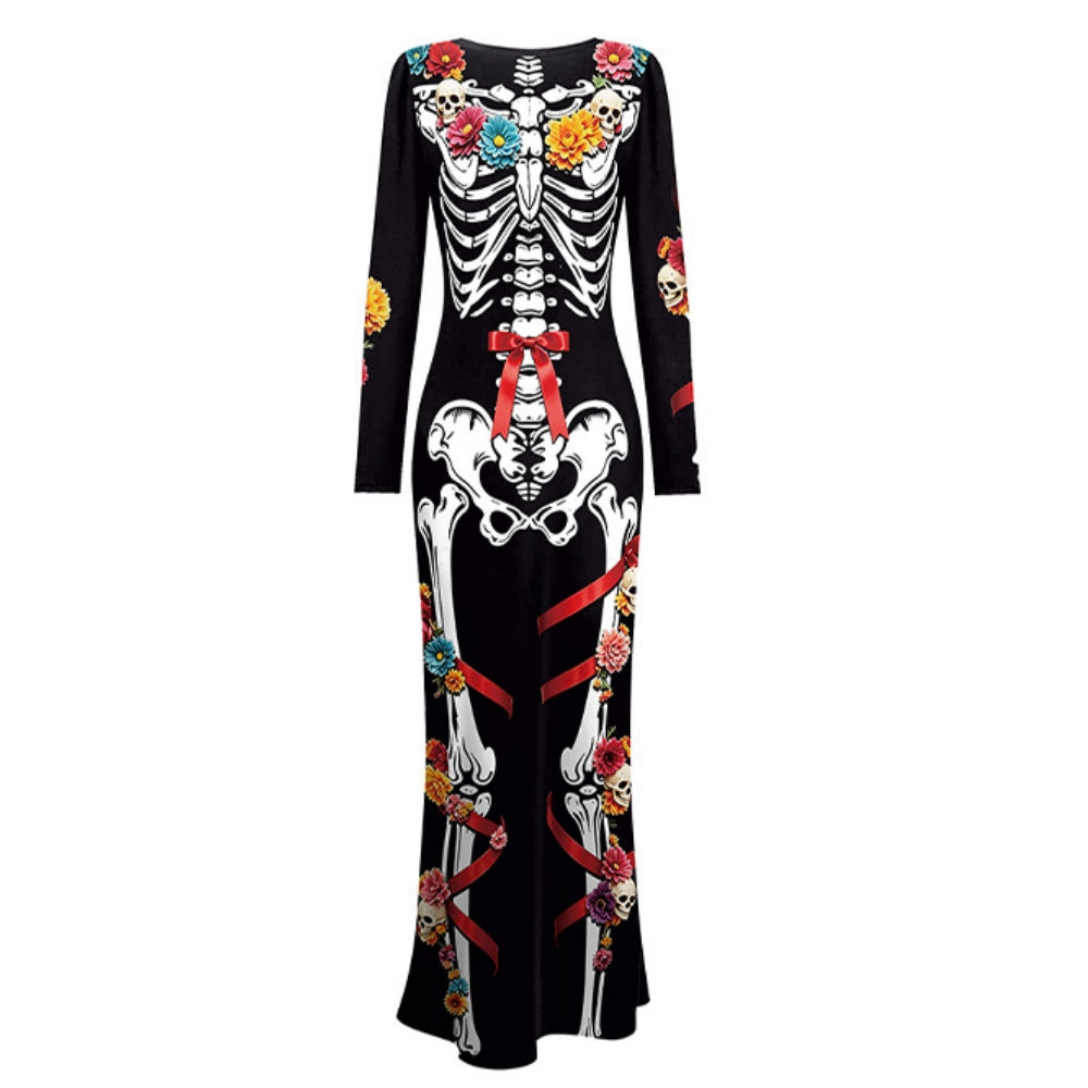 Day Of The Dead Skeleton Black Dress Festival Halloween Costume