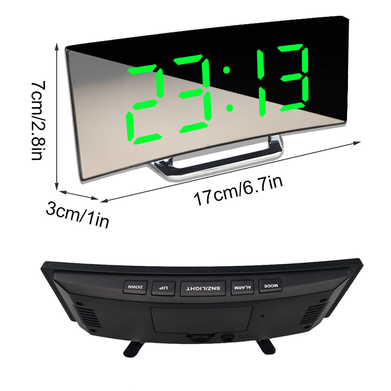 LED Mirror Alarm Clock with Auto Dimming, Snooze & Temperature Display