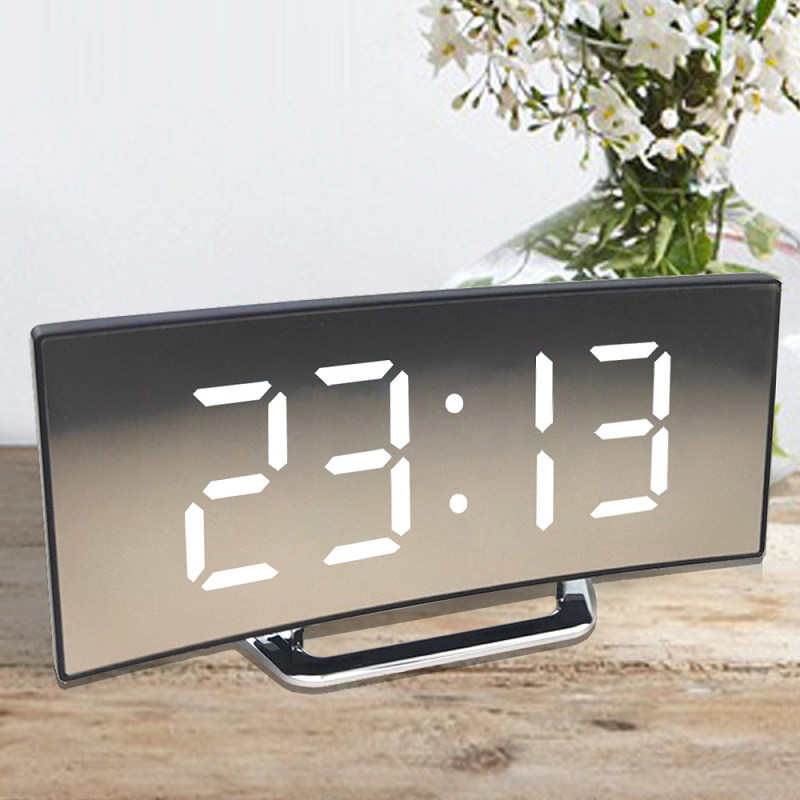 LED Mirror Alarm Clock with Auto Dimming, Snooze & Temperature Display