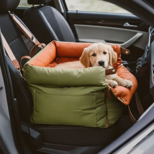 2-in-1 Dog Car Seat & Travel Bed with Safety Leash