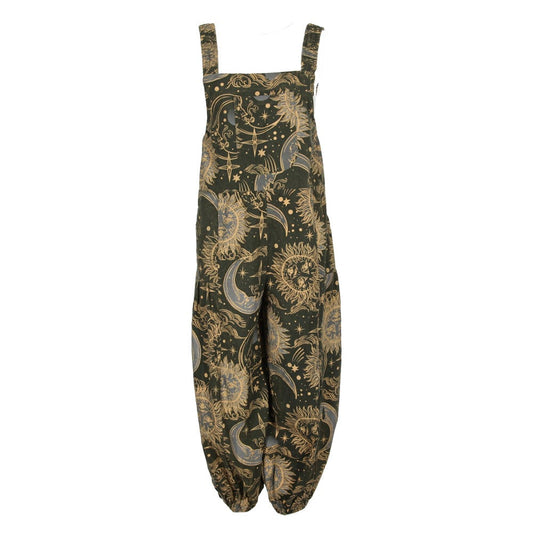 Sun & Moon Print Harem Dungarees