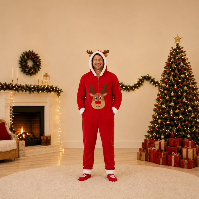 Matching Family Christmas Onesie - Red Reindeer