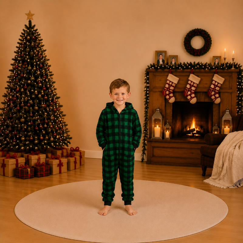 Matching Family Christmas Onesie - Forest Green Hooded