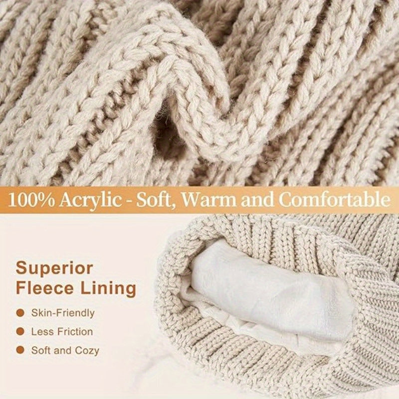 3-Piece Winter Hat Scarf Gloves Set – Touchscreen Knit Accessories