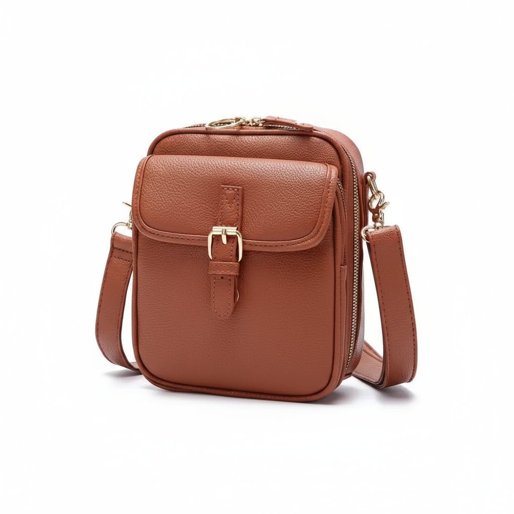 Leather Crossbody Bag – Compact Anti-Theft Shoulder Bag