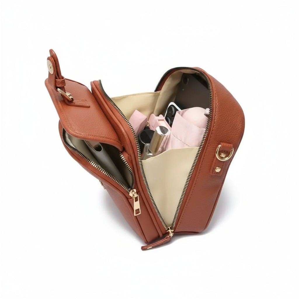 Leather Crossbody Bag – Compact Anti-Theft Shoulder Bag