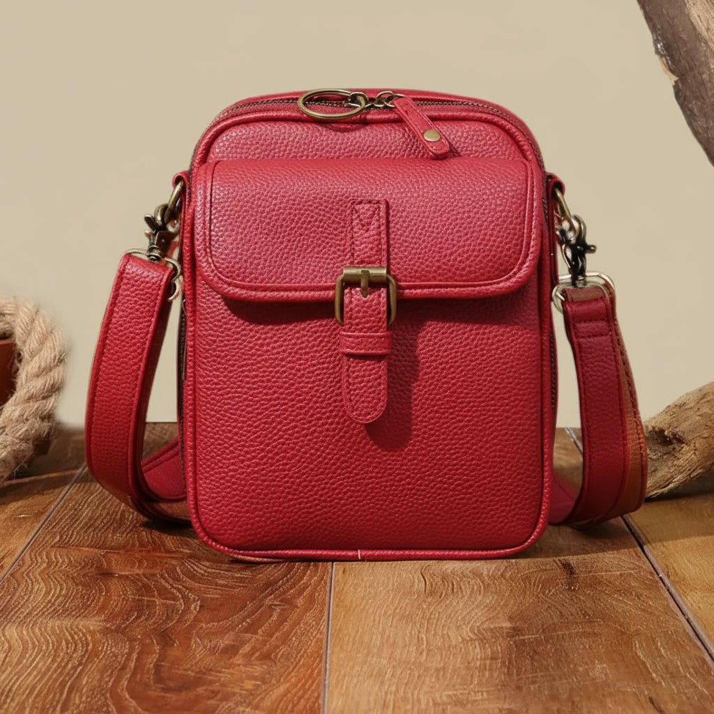 Leather Crossbody Bag – Compact Anti-Theft Shoulder Bag