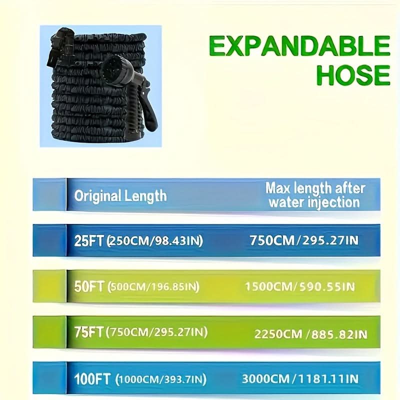 Expandable Garden Hose with Spray Nozzle – HydroFlex Flexible Water Hose