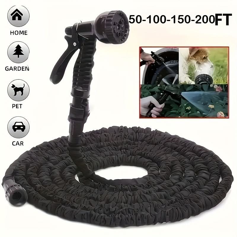 Expandable Garden Hose with Spray Nozzle – HydroFlex Flexible Water Hose