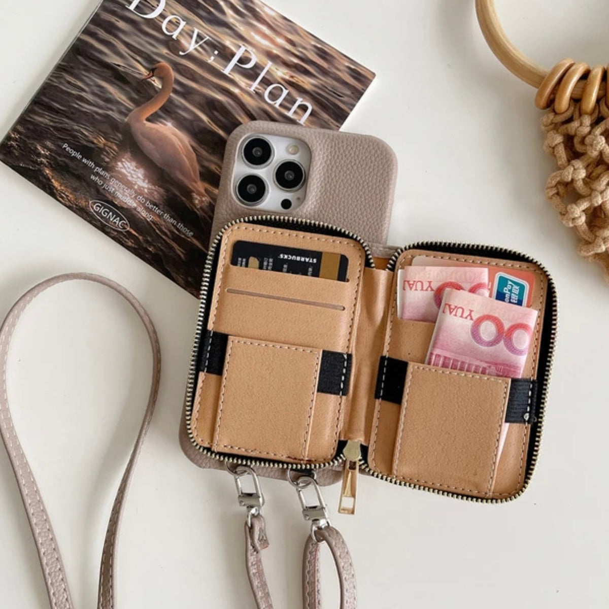 Crossbody Wallet Phone Case – Faux Leather Card Holder with Shoulder Strap