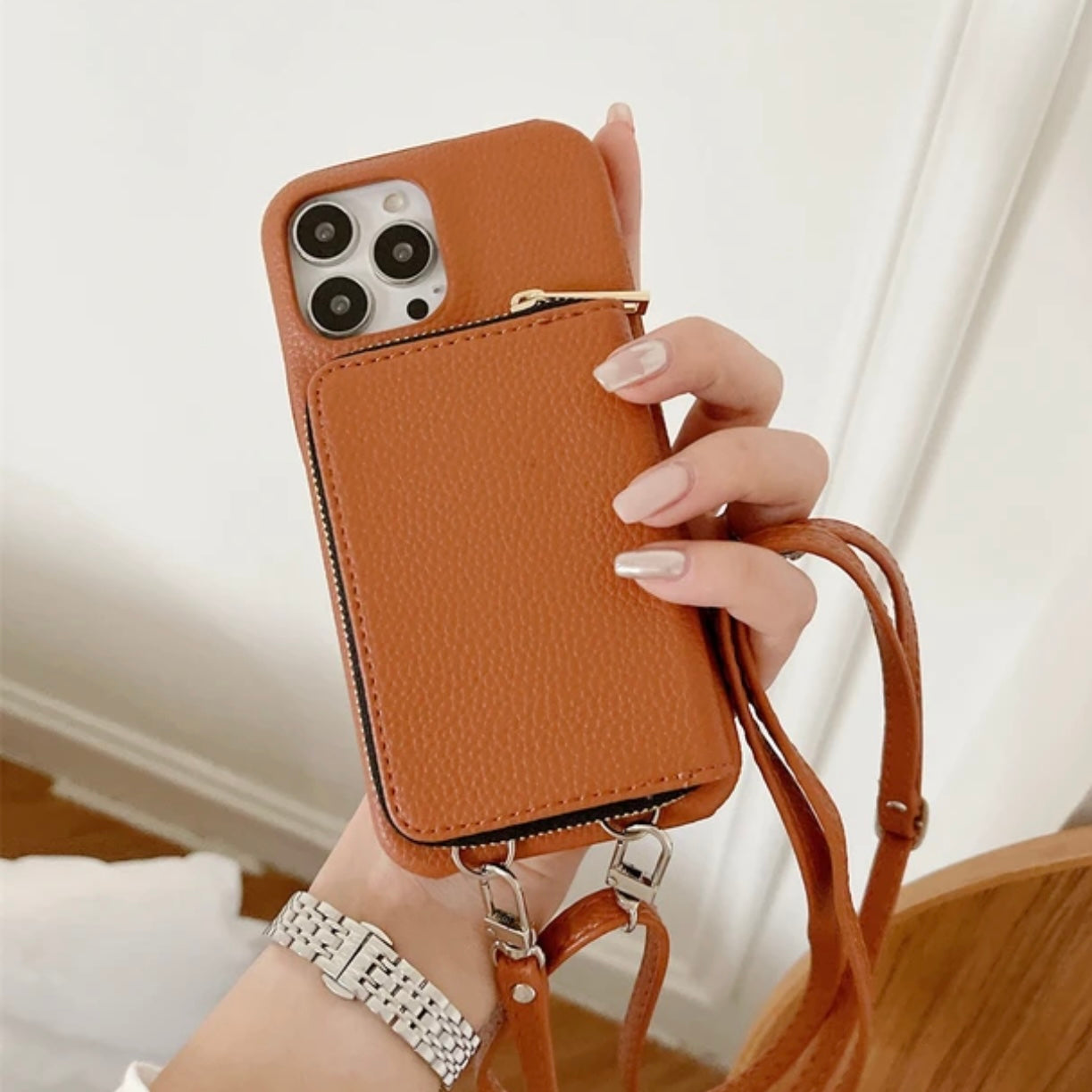 Crossbody Wallet Phone Case – Faux Leather Card Holder with Shoulder Strap