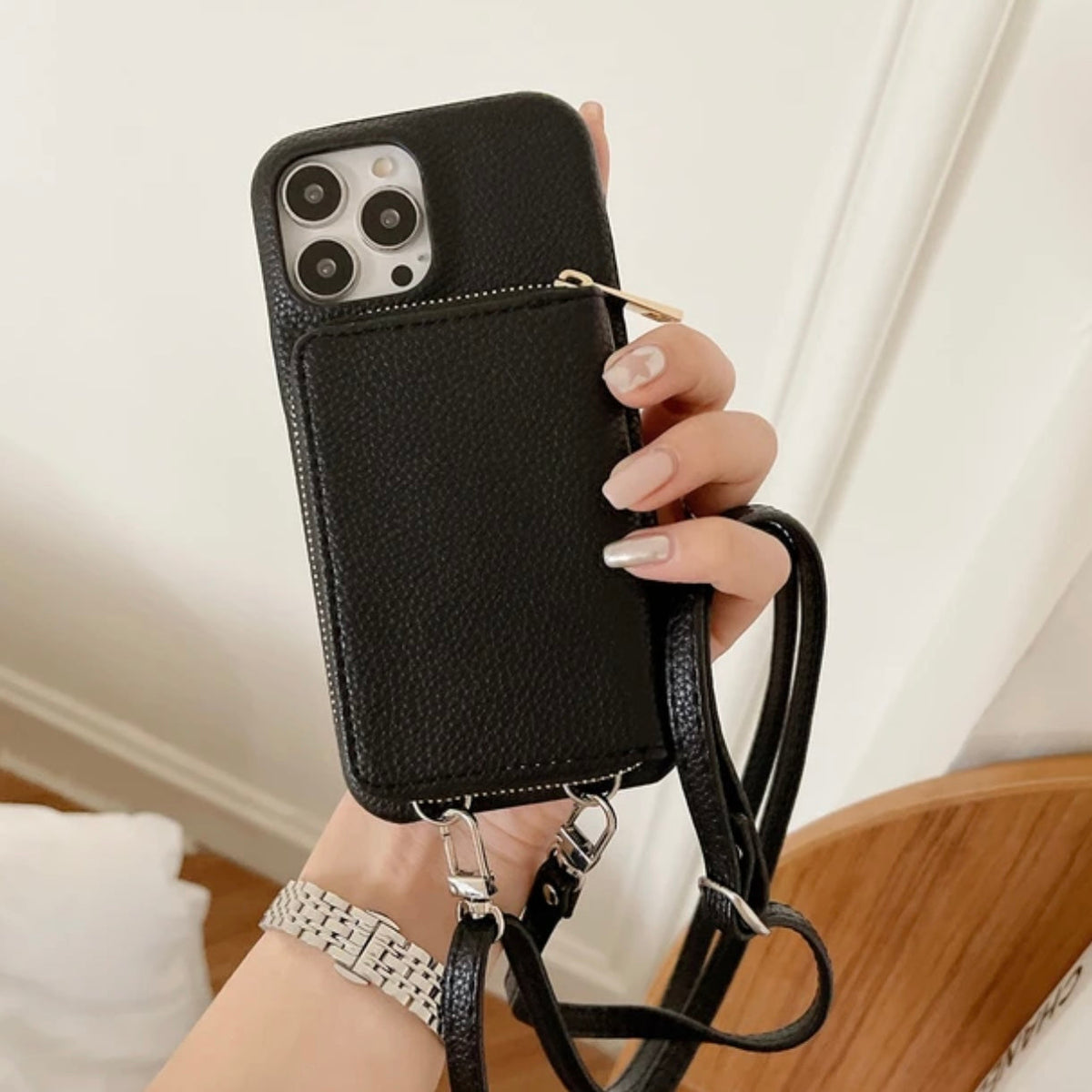 Crossbody Wallet Phone Case – Faux Leather Card Holder with Shoulder Strap