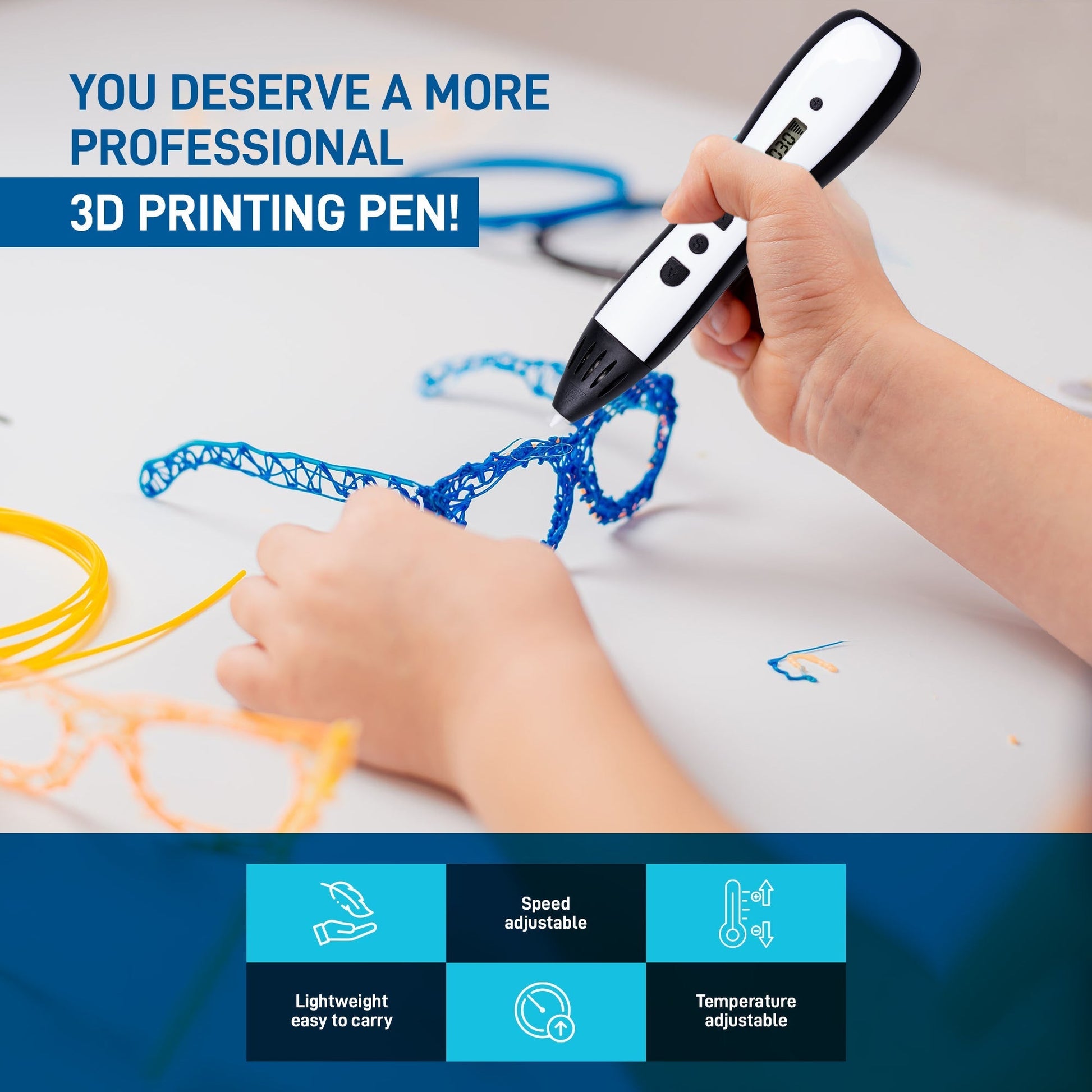 3D Printing Pen for Kids & Beginners – PLA/ABS Compatible Drawing Pen