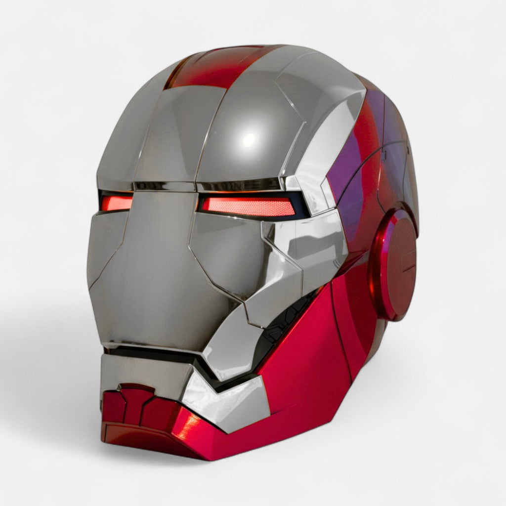 Iron Man MK5 Helmet Silver Edition – Voice-Controlled Cosplay Helmet