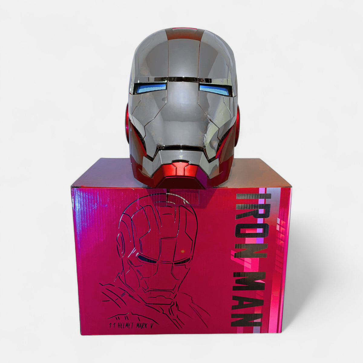 Armoured Tech Hero MK5 Helmet Silver Edition with Voice Control