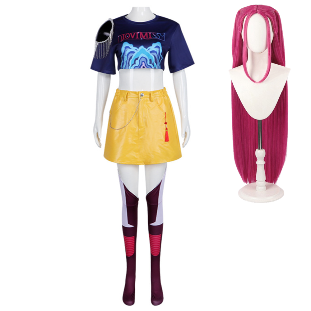 Mira Blue Crop Top Yellow Skirt Set Halloween Costume