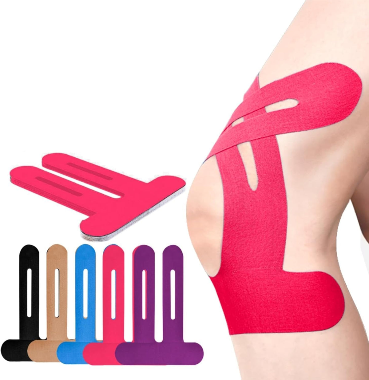 Pre-Cut Kinesiology Knee Tape – Breathable Elastic Sports Support Strips