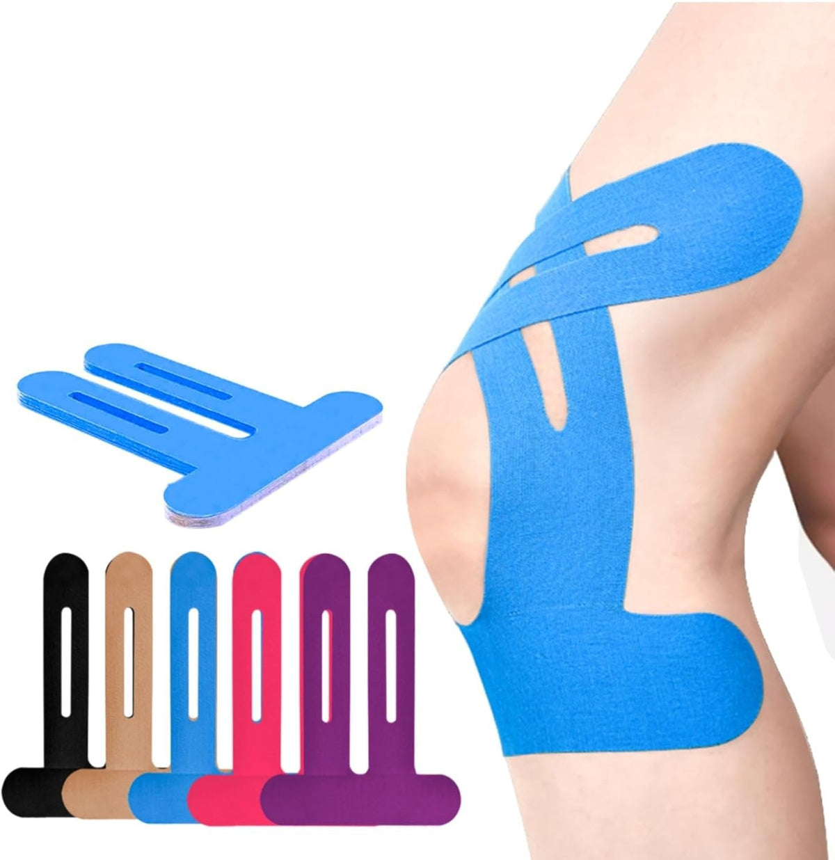 Pre-Cut Kinesiology Knee Tape – Breathable Elastic Sports Support Strips