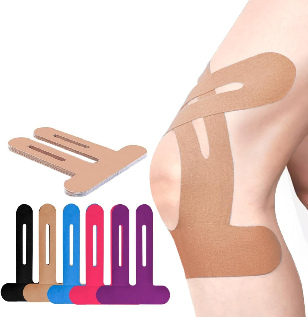 Pre-Cut Kinesiology Knee Tape – Breathable Elastic Sports Support Strips