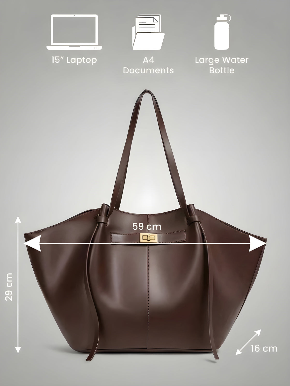 Women’s Large University Tote Bag – Vegan Leather, 59cm