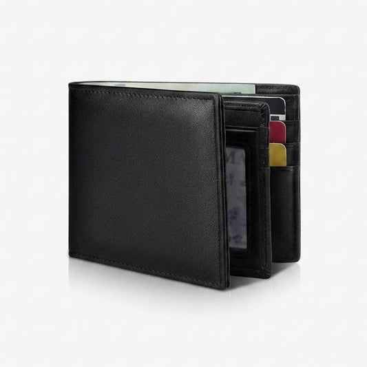 Men’s Genuine Leather Bifold Wallet – RFID Blocking, 13 Card Slots