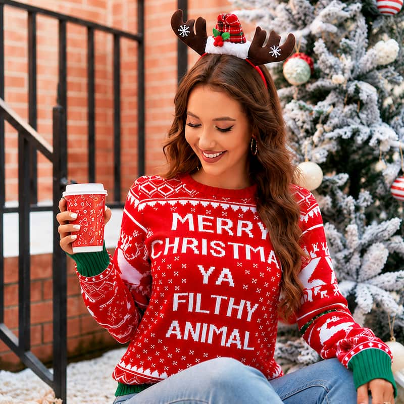 Christmas Jumper - Merry Wishes Reindeer & Snowflake