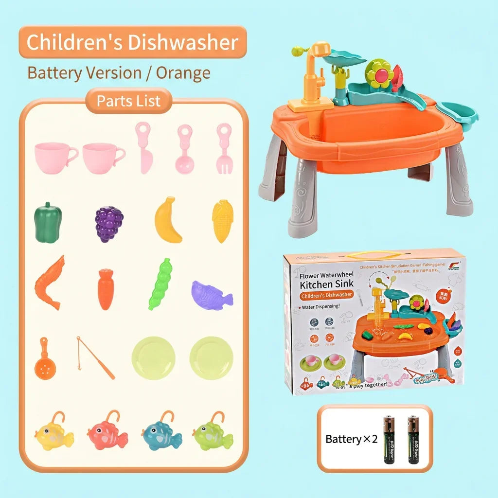 Kids Kitchen Sink Toy with Running Water – Electric Pretend Play Set