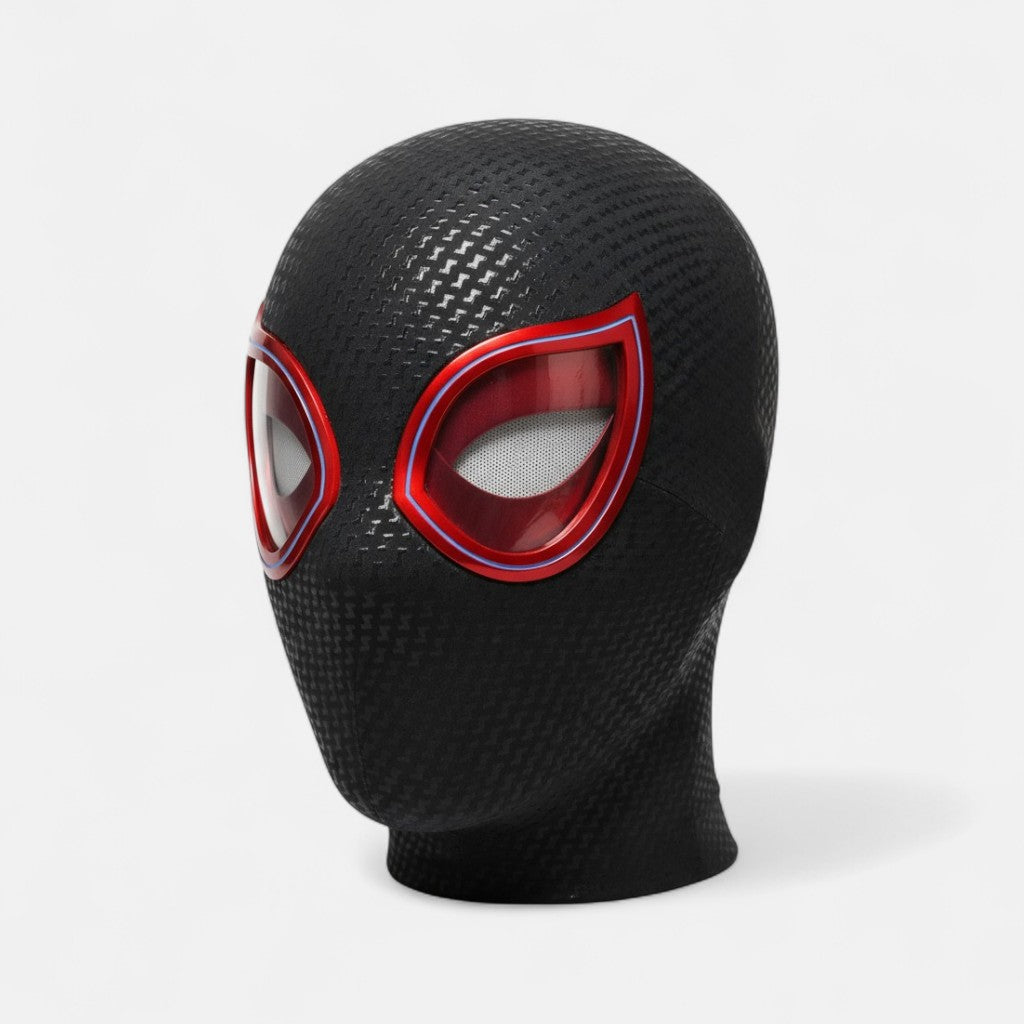 Black-and-Red Web Hero Mask with Blinking Movable Eyes