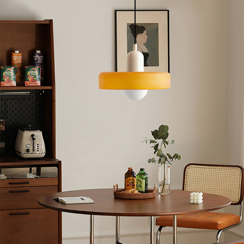 Bauhaus Stained Glass Pendant Light – Round Colourful Ceiling Lamp