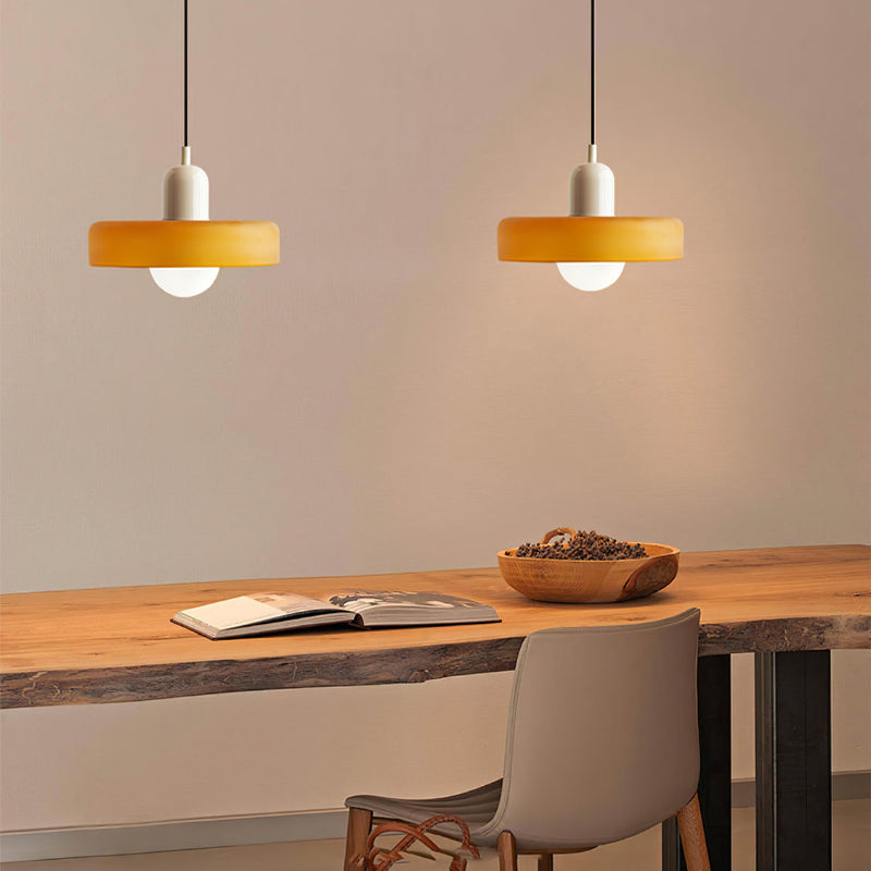 Bauhaus Stained Glass Pendant Light – Round Colourful Ceiling Lamp