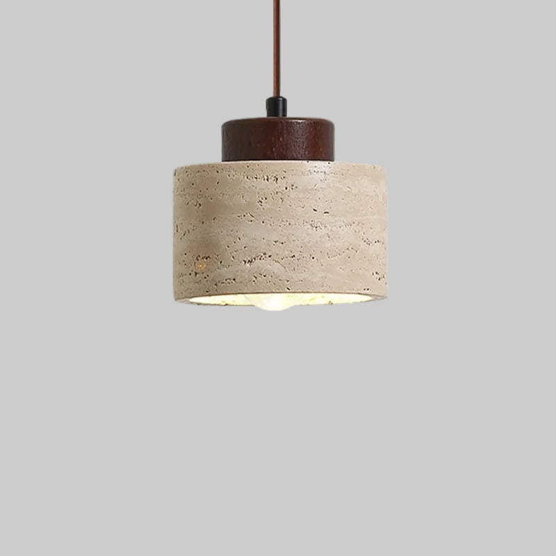 Natural Travertine Pendant Light – Nordic Minimalist E27/E26 Ceiling Lamp