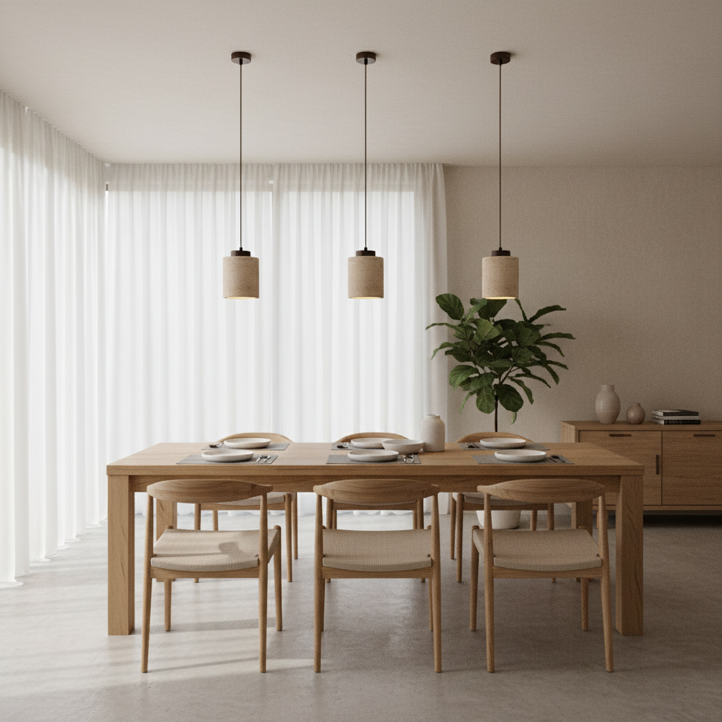 Natural Travertine Pendant Light – Nordic Minimalist E27/E26 Ceiling Lamp