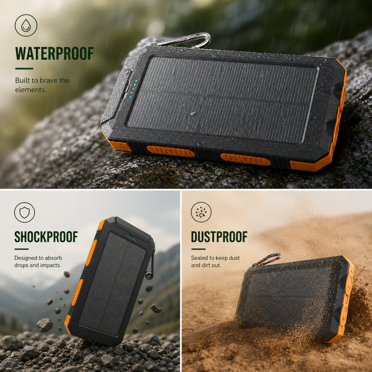 20,000mAh Solar Power Bank – Portable USB Charger for Hiking & Camping