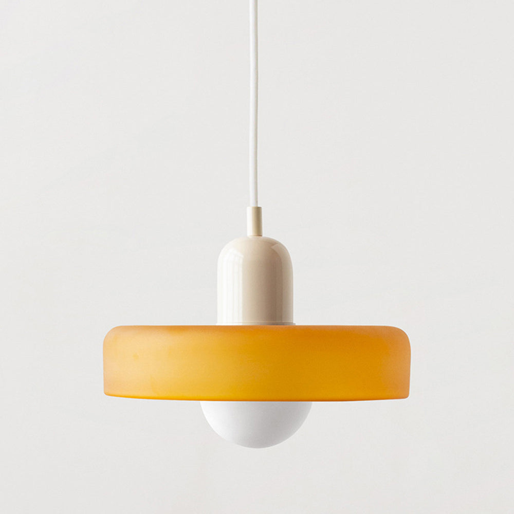 Bauhaus Stained Glass Pendant Light – Round Colourful Ceiling Lamp
