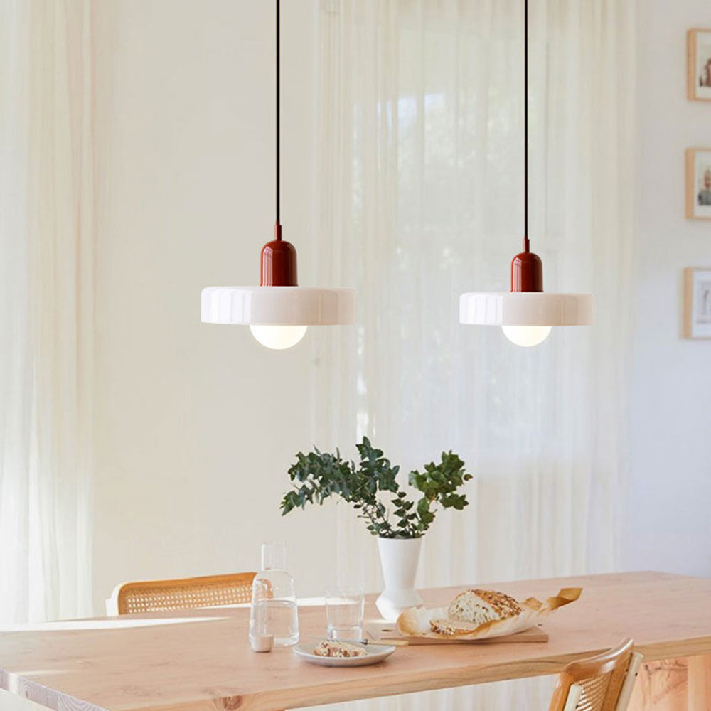Bauhaus Stained Glass Pendant Light – Round Colourful Ceiling Lamp
