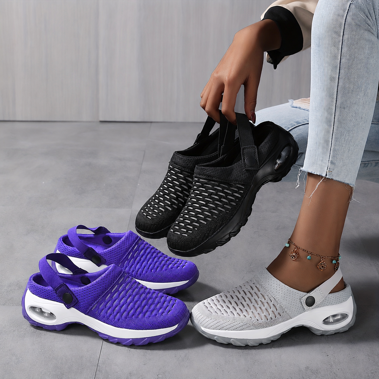 Women’s Mesh Comfort Clogs – Air-Cushioned Non-Slip Slip-On Shoes