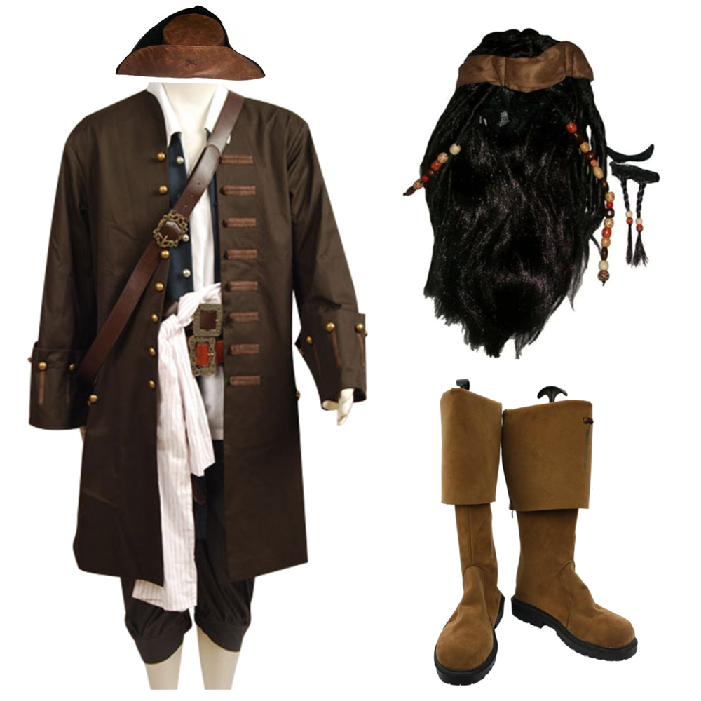 Pirates Of The Caribbean Jack Sparrow Brown Set Halloween Costume