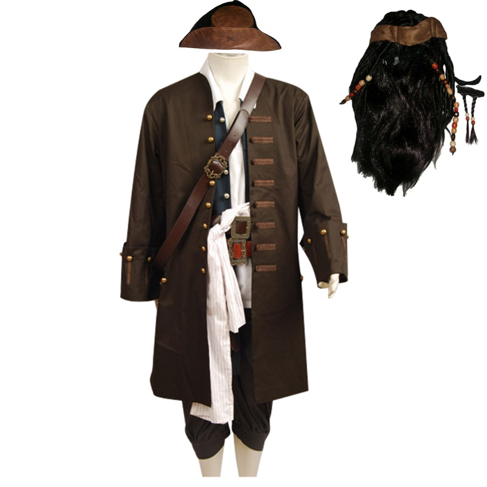 Pirates Of The Caribbean Jack Sparrow Brown Set Halloween Costume