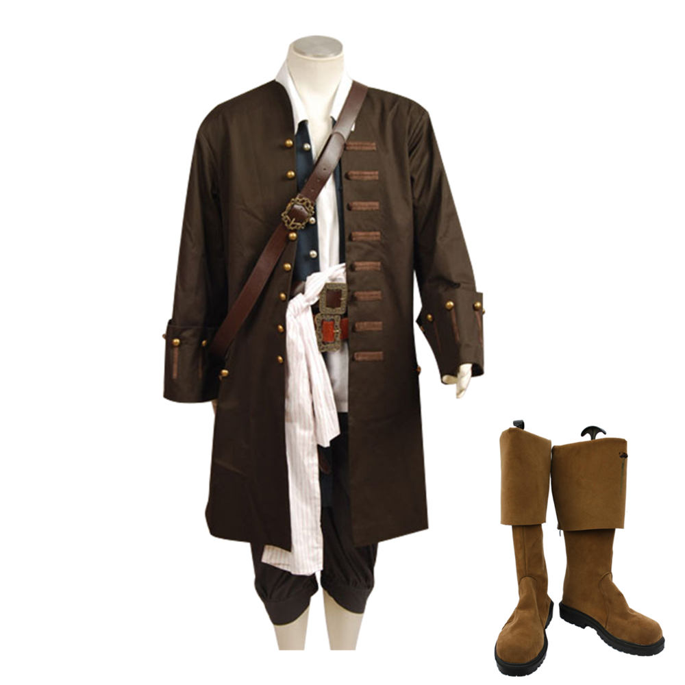 Pirates Of The Caribbean Jack Sparrow Brown Set Halloween Costume