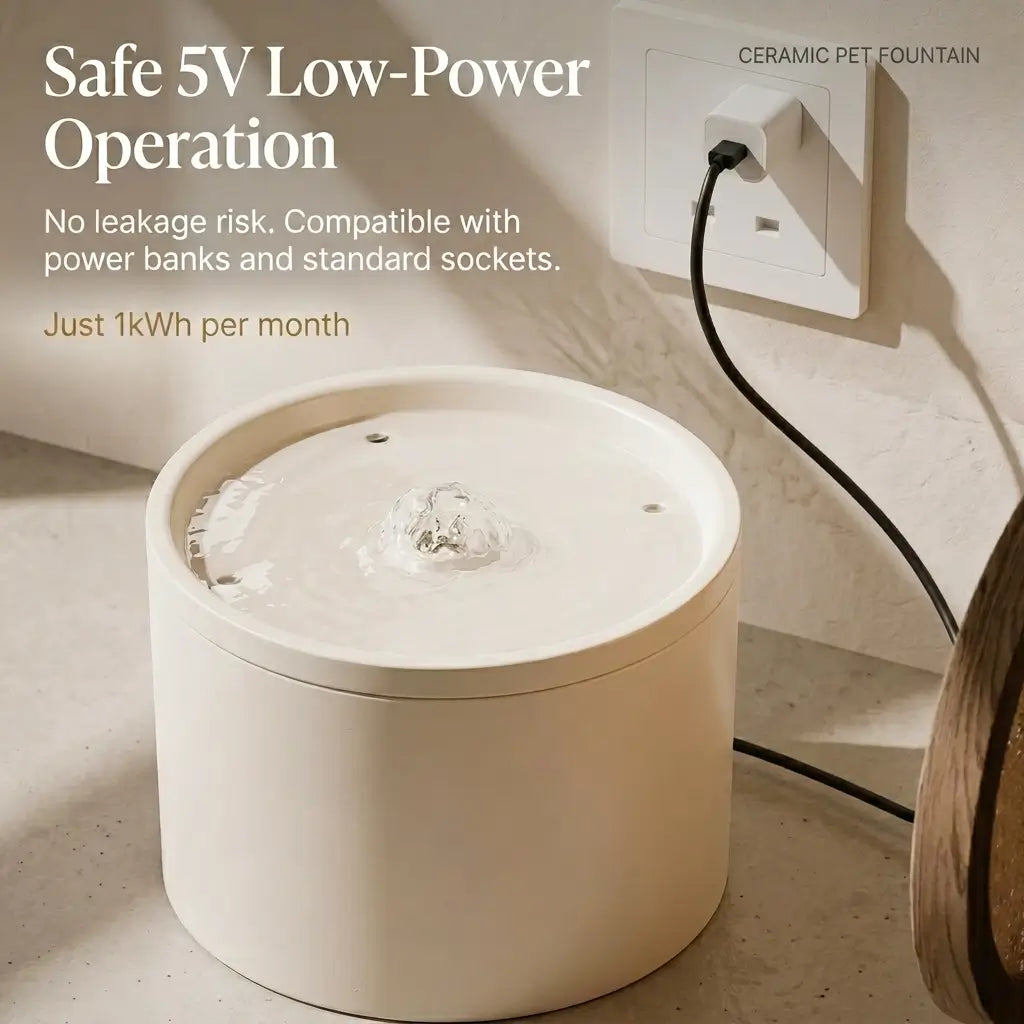 1L Ceramic Cat Water Fountain with 4-Stage Filter