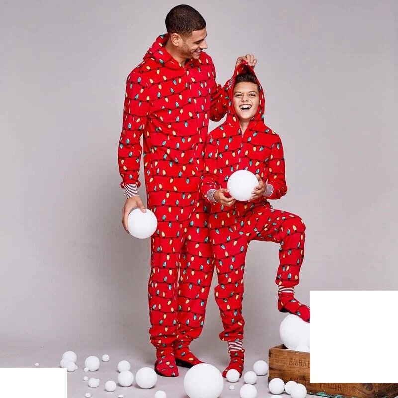 Matching Family Christmas Onesie - Red Light Bulbs