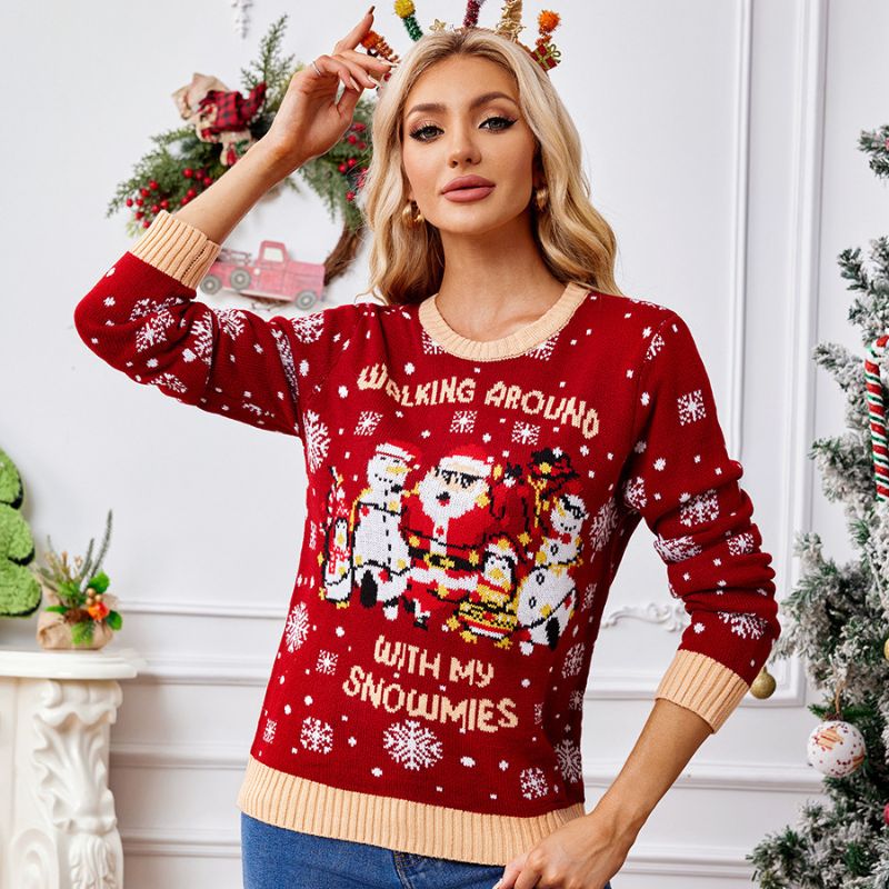 Christmas Jumper - Red Snowman & Santa Graphic