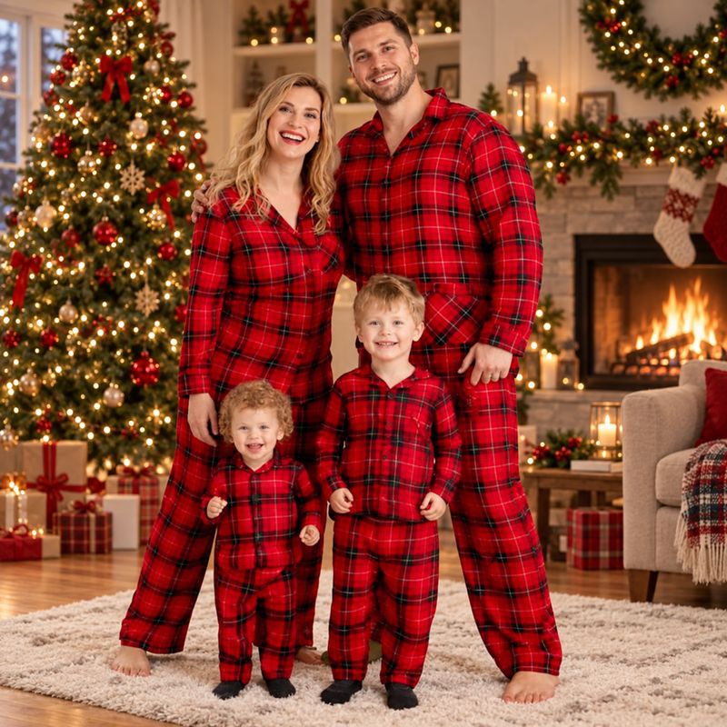 Matching Family Christmas Pyjamas - Red Plaid