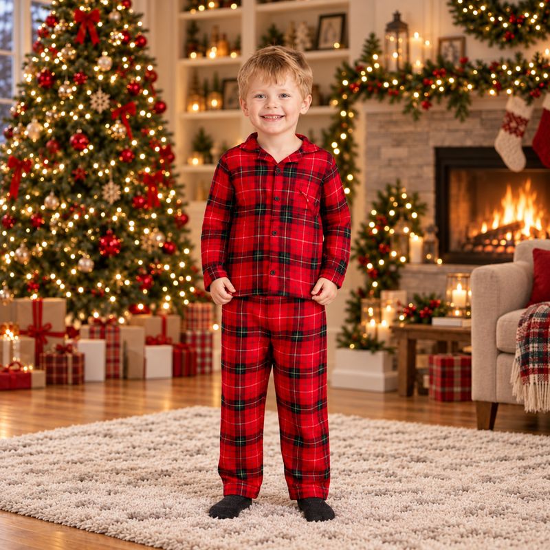 Matching Family Christmas Pyjamas - Red Plaid