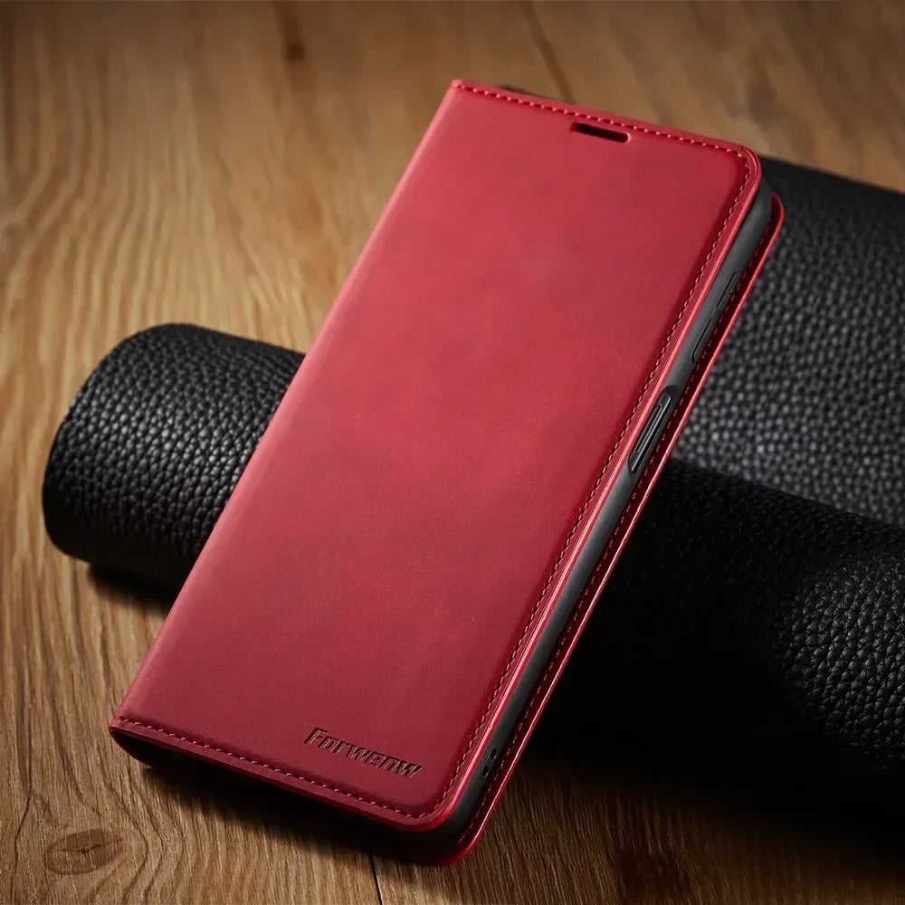 Magnetic Leather Wallet Case for Samsung Galaxy – Card Slots & Flip Cover
