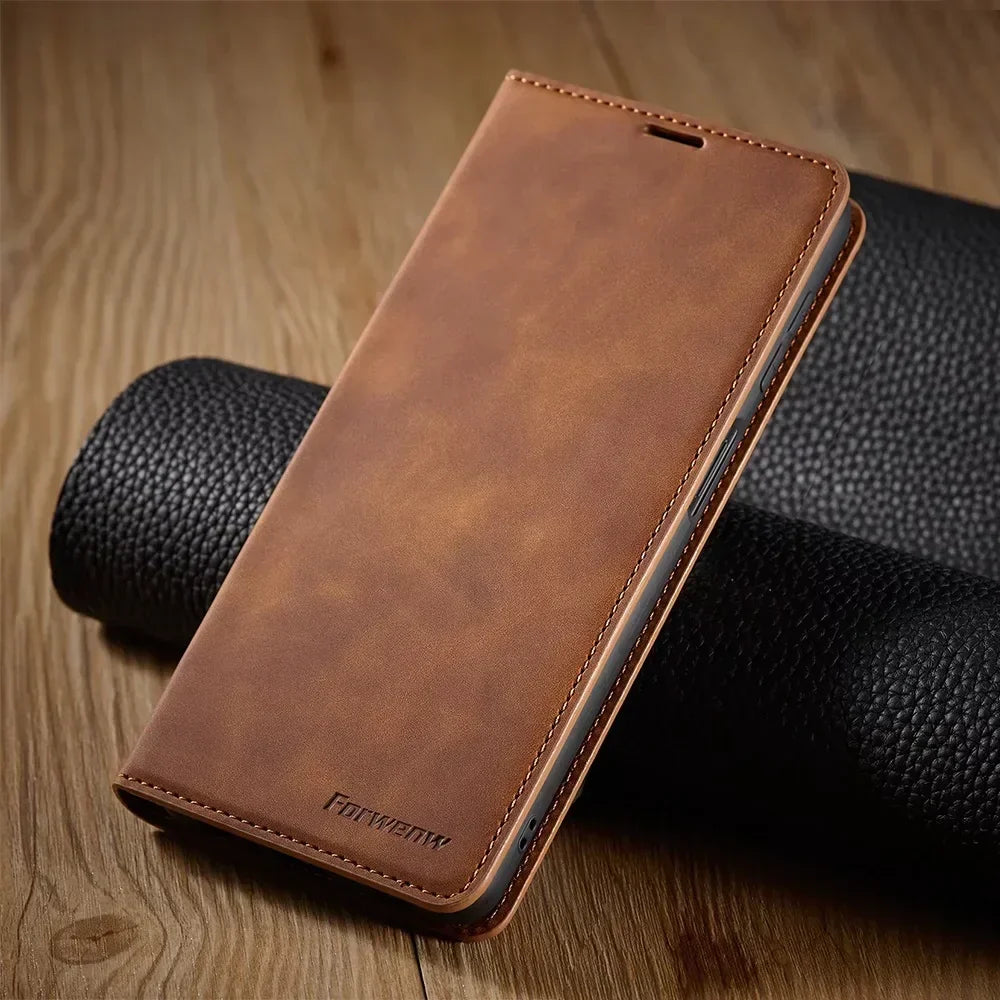 Magnetic Leather Wallet Case for Samsung Galaxy – Card Slots & Flip Cover